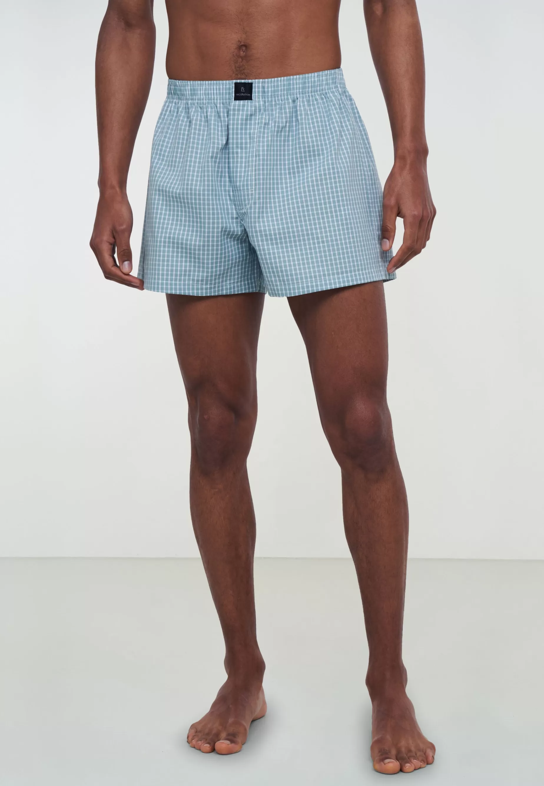 Boxer-Shorts<recolution Amargo-Check Mineralblau