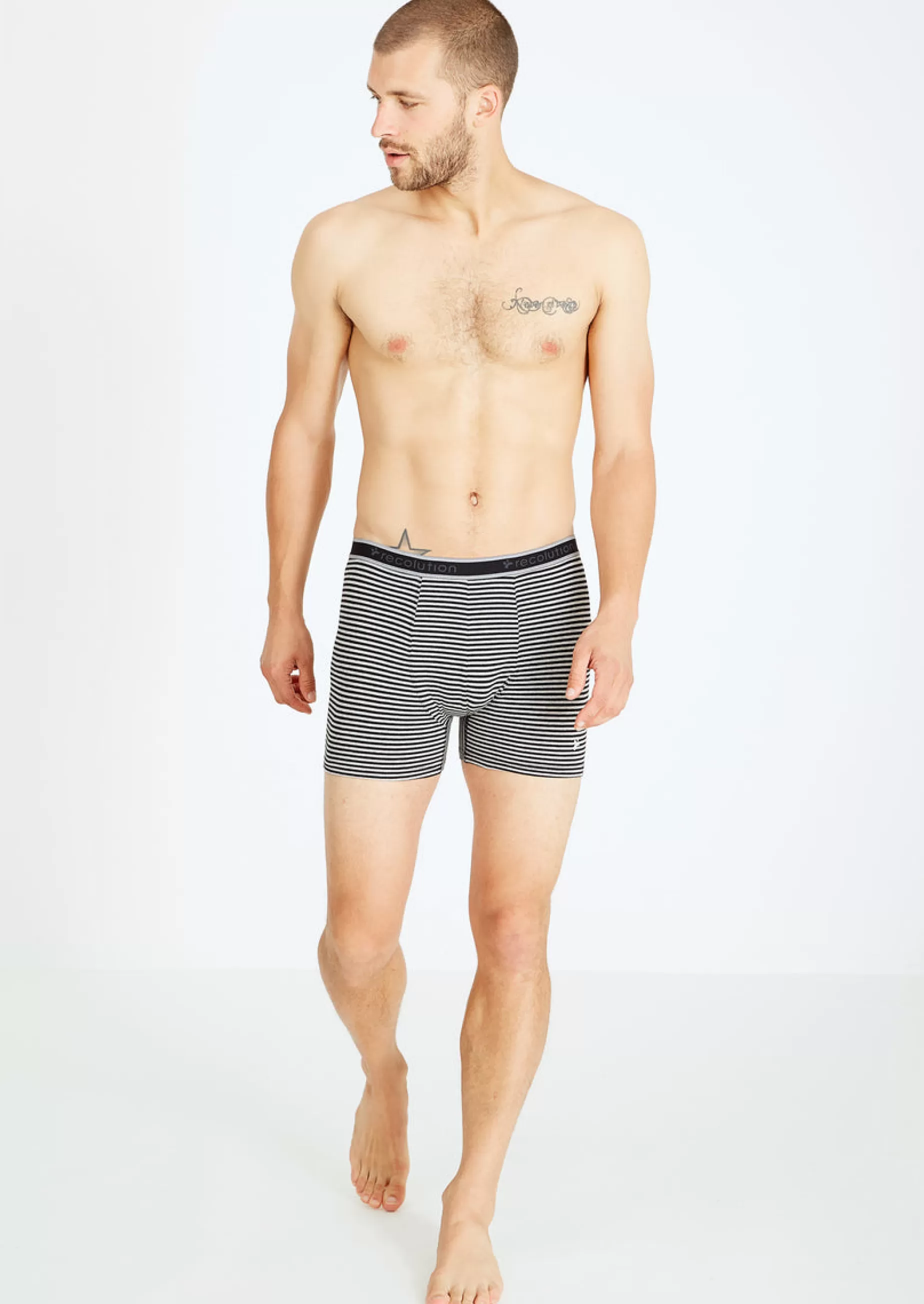 Boxer-Shorts<recolution Streifen Graumelange/Schwarz